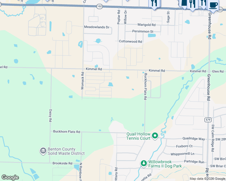 map of restaurants, bars, coffee shops, grocery stores, and more near 10872 Buckhorn Flats Road in Centerton