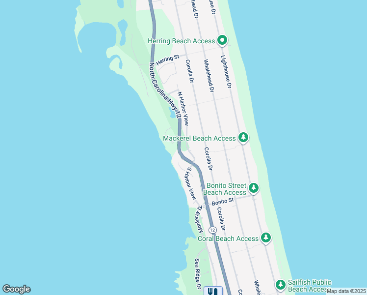 map of restaurants, bars, coffee shops, grocery stores, and more near 952 North Harbor View in Corolla