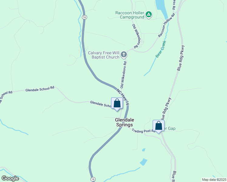 map of restaurants, bars, coffee shops, grocery stores, and more near 7090 North Carolina 16 in Jefferson