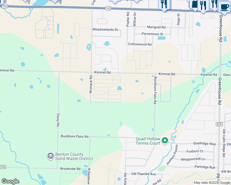 map of restaurants, bars, coffee shops, grocery stores, and more near 1121 Kimmel Road in Bentonville