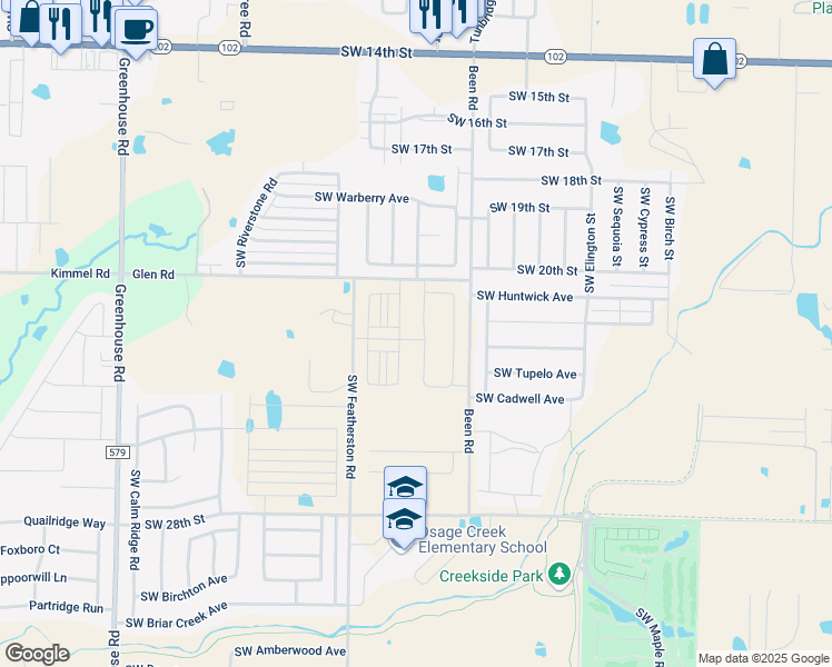 map of restaurants, bars, coffee shops, grocery stores, and more near 9549 Glen Rd in Bentonville