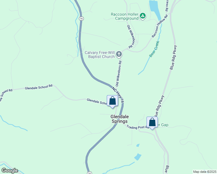 map of restaurants, bars, coffee shops, grocery stores, and more near 7090 North Carolina 16 in Jefferson