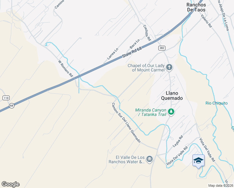 map of restaurants, bars, coffee shops, grocery stores, and more near 3-37 Camino Sur Del Llano Quemado in Ranchos de Taos