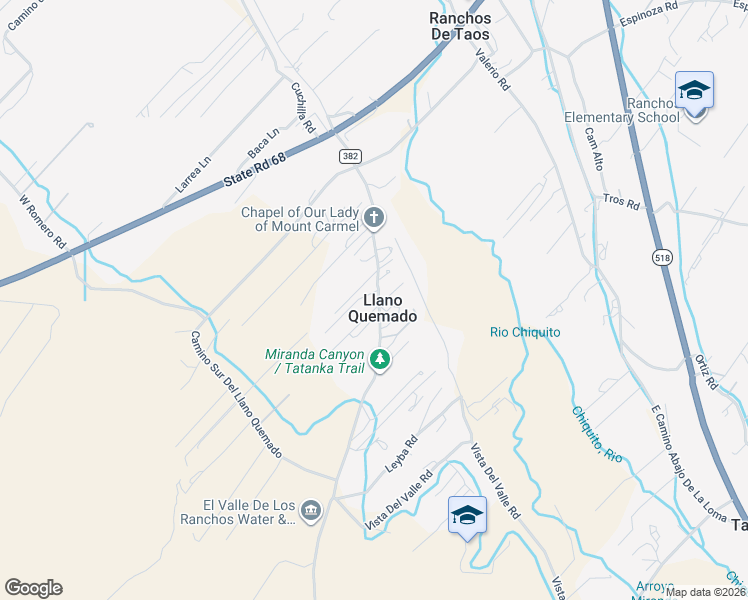map of restaurants, bars, coffee shops, grocery stores, and more near 2 Mule Deer Road in Ranchos de Taos