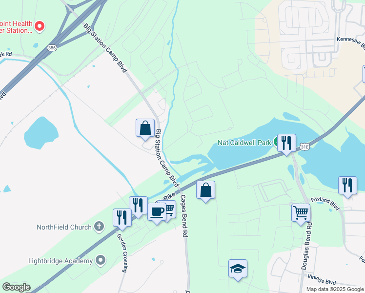 map of restaurants, bars, coffee shops, grocery stores, and more near 1006 Lakeland Drive in Gallatin