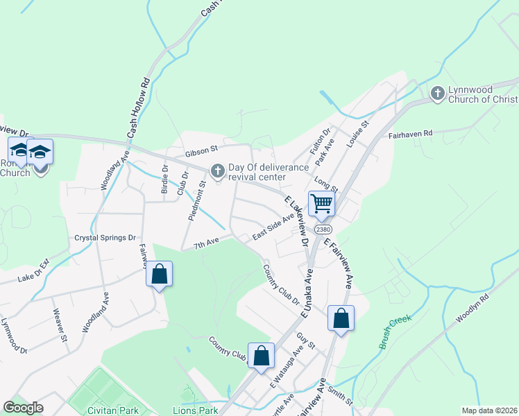 map of restaurants, bars, coffee shops, grocery stores, and more near 1213-1217 Meadowview Avenue in Johnson City
