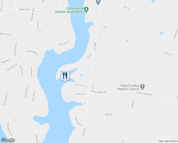 map of restaurants, bars, coffee shops, grocery stores, and more near 1136 Lock 4 Road in Gallatin