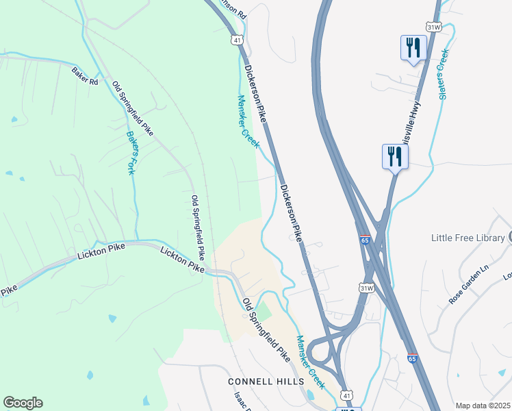 map of restaurants, bars, coffee shops, grocery stores, and more near 200 Northfork Lane in Goodlettsville