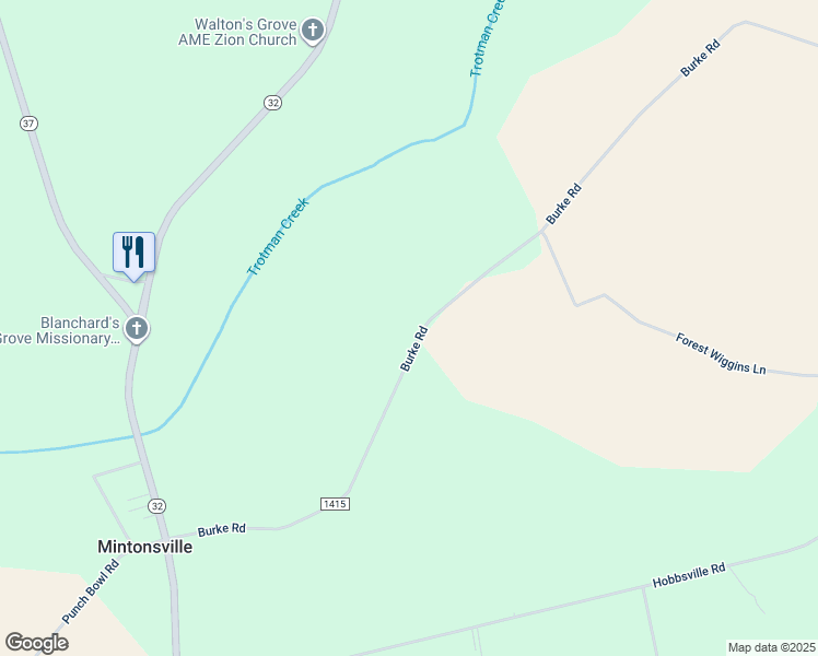 map of restaurants, bars, coffee shops, grocery stores, and more near 164 Burke Road in Hobbsville