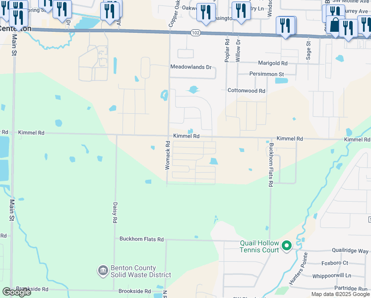 map of restaurants, bars, coffee shops, grocery stores, and more near 578 Womack Road in Centerton