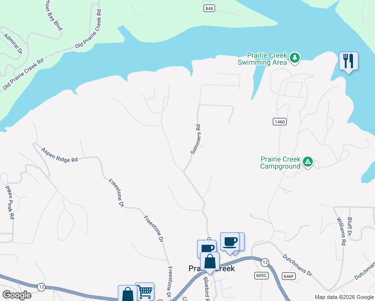 map of restaurants, bars, coffee shops, grocery stores, and more near 9344 Summers Road in Little Flock