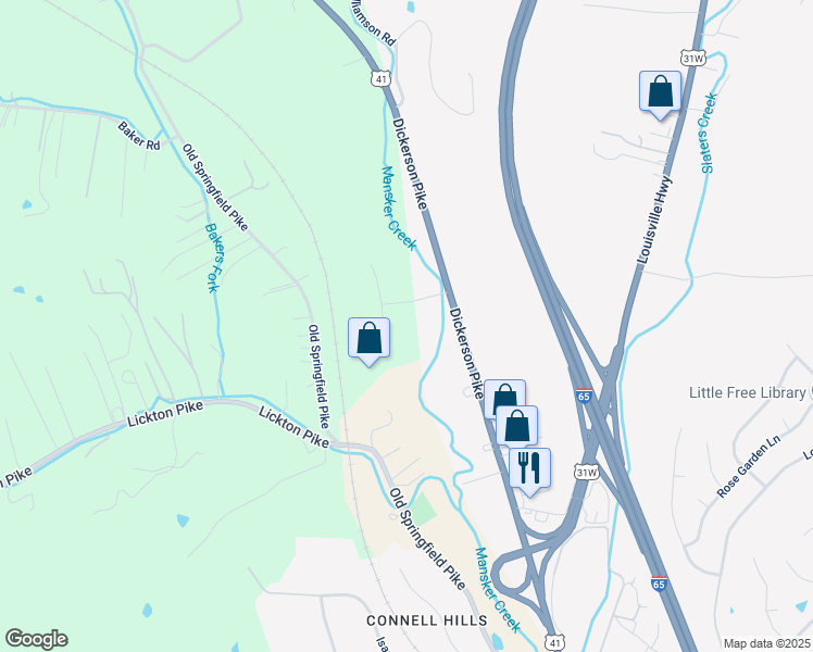 map of restaurants, bars, coffee shops, grocery stores, and more near 200 Northfork Lane in Goodlettsville