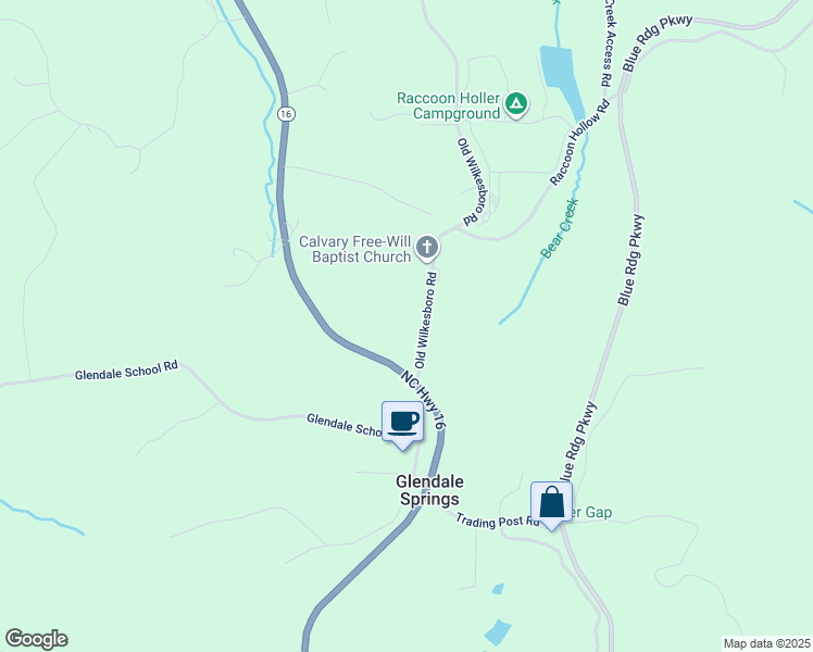 map of restaurants, bars, coffee shops, grocery stores, and more near 3194 Old Wilkesboro Road in Jefferson