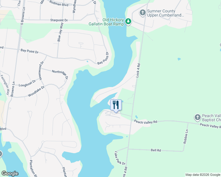 map of restaurants, bars, coffee shops, grocery stores, and more near 943 Aqua Drive in Gallatin