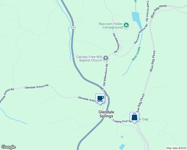 map of restaurants, bars, coffee shops, grocery stores, and more near 3122 Old Wilkesboro Road in Jefferson
