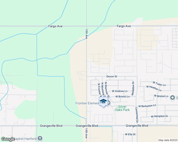 map of restaurants, bars, coffee shops, grocery stores, and more near 8403-8751 13th Avenue in Hanford