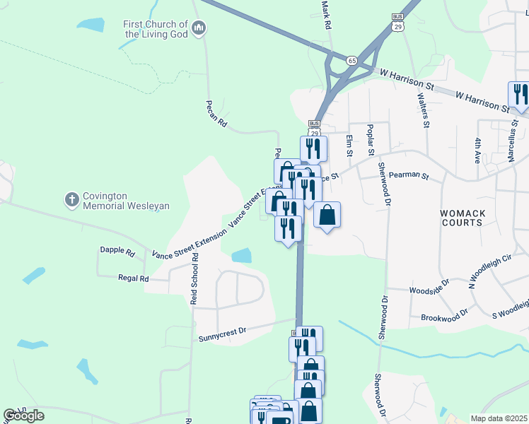 map of restaurants, bars, coffee shops, grocery stores, and more near in Reidsville