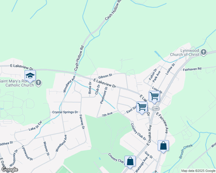 map of restaurants, bars, coffee shops, grocery stores, and more near 1309 East Lakeview Drive in Johnson City