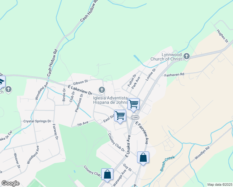 map of restaurants, bars, coffee shops, grocery stores, and more near 1308 Patrick Drive in Johnson City