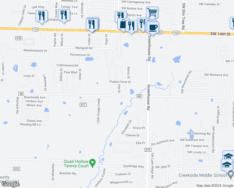map of restaurants, bars, coffee shops, grocery stores, and more near 1710 Kimmel Road in Centerton