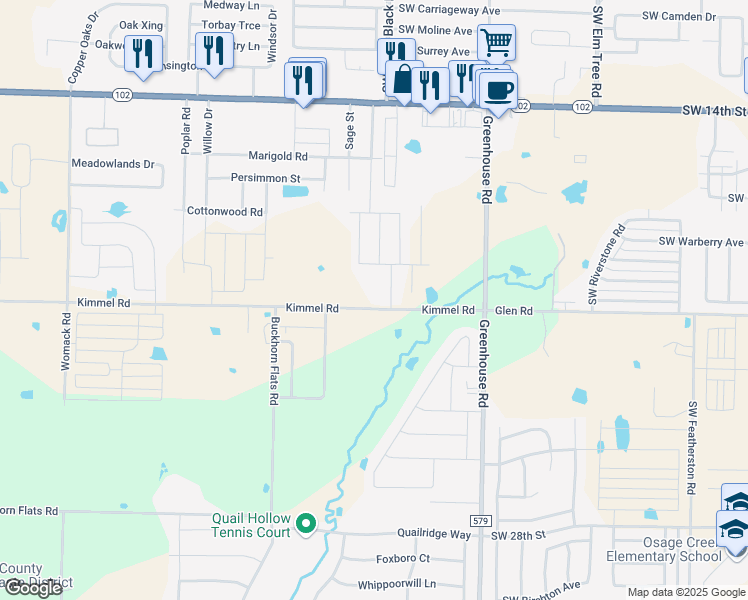 map of restaurants, bars, coffee shops, grocery stores, and more near 1710 Kimmel Road in Centerton