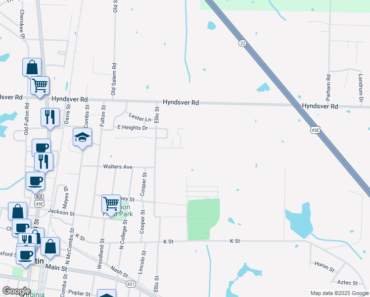 map of restaurants, bars, coffee shops, grocery stores, and more near 524 Hillsboro Street in Martin