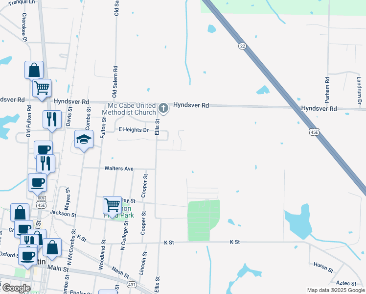 map of restaurants, bars, coffee shops, grocery stores, and more near 524 Hillsboro Street in Martin