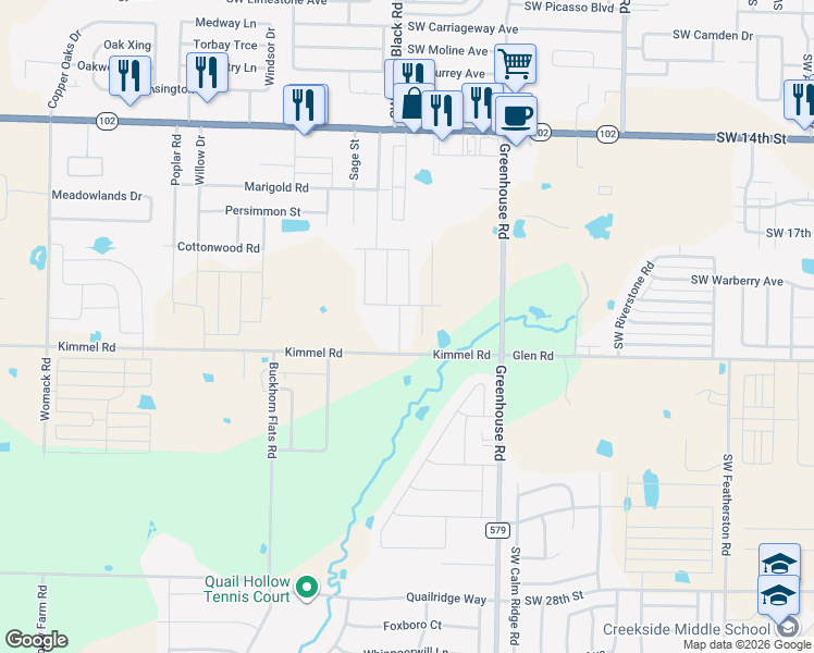 map of restaurants, bars, coffee shops, grocery stores, and more near 1600-1726 County Road 48 in Centerton