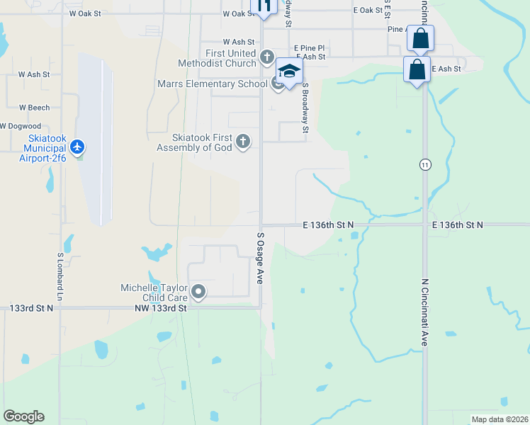 map of restaurants, bars, coffee shops, grocery stores, and more near 1815 South Osage Avenue in Skiatook