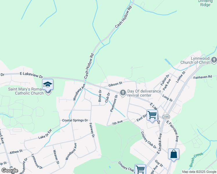map of restaurants, bars, coffee shops, grocery stores, and more near 1436 East Lakeview Drive in Johnson City