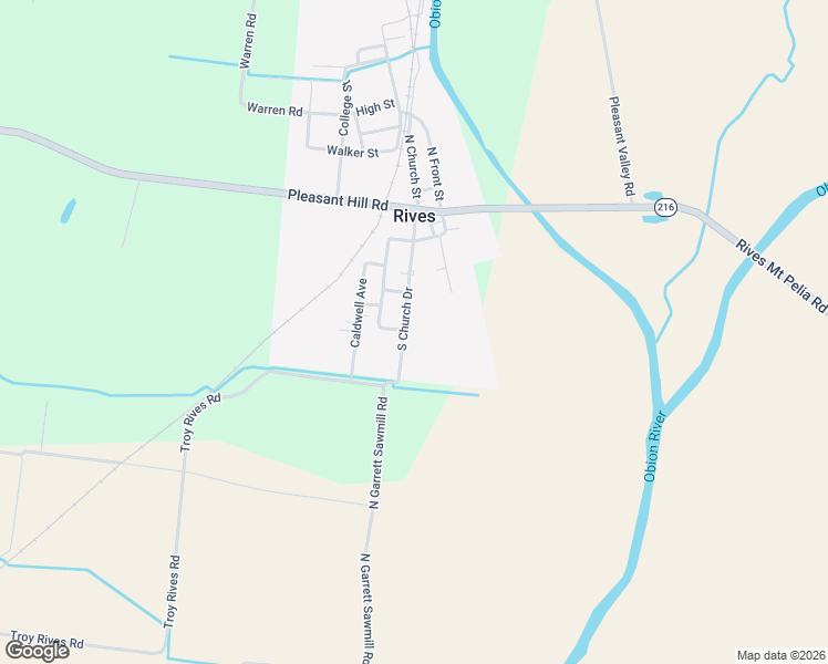 map of restaurants, bars, coffee shops, grocery stores, and more near 406 South Church Drive in Rives