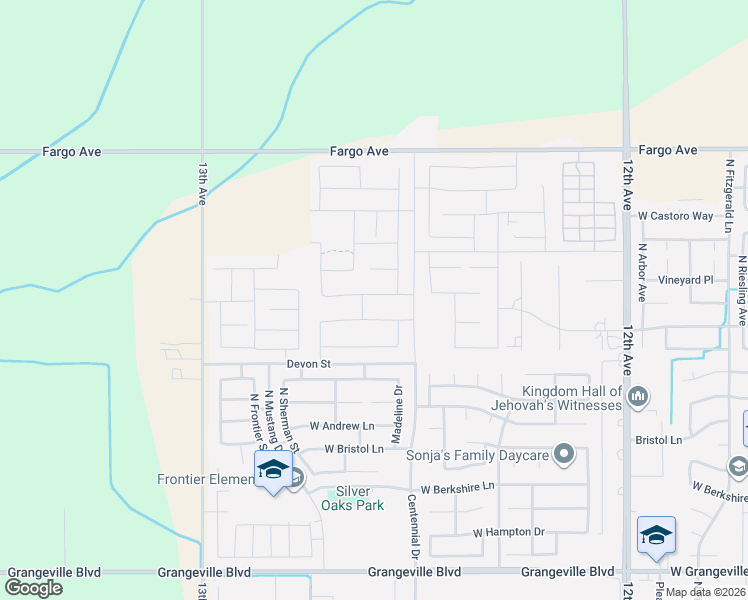 map of restaurants, bars, coffee shops, grocery stores, and more near 2262 Cortner Street in Hanford