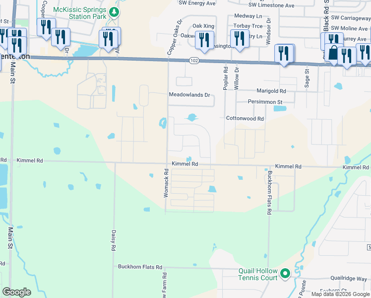 map of restaurants, bars, coffee shops, grocery stores, and more near 900 Sassafras Lane in Centerton