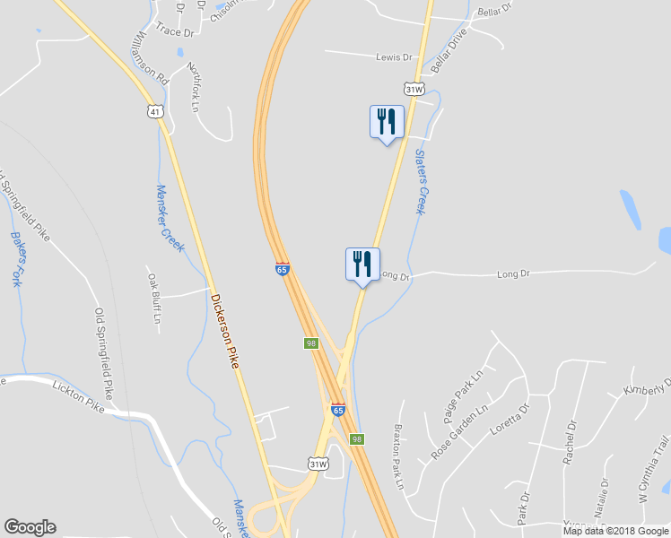 map of restaurants, bars, coffee shops, grocery stores, and more near 980 Louisville Highway in Goodlettsville