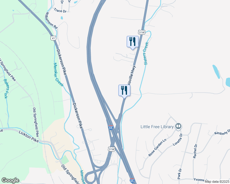 map of restaurants, bars, coffee shops, grocery stores, and more near 980 Louisville Highway in Goodlettsville