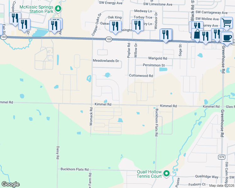 map of restaurants, bars, coffee shops, grocery stores, and more near 1031 Lakeview Drive in Centerton