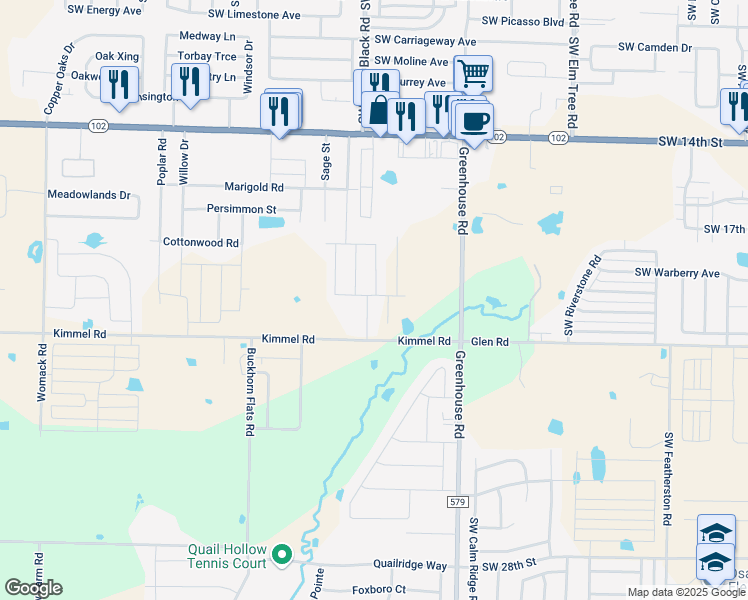 map of restaurants, bars, coffee shops, grocery stores, and more near 510 Vee Street in Centerton