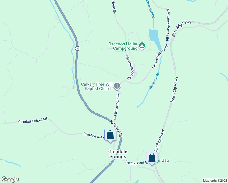 map of restaurants, bars, coffee shops, grocery stores, and more near 3044 Old Wilkesboro Road in Jefferson