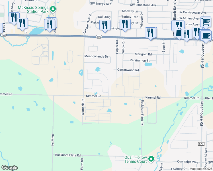 map of restaurants, bars, coffee shops, grocery stores, and more near 1031 Lakeview Drive in Centerton