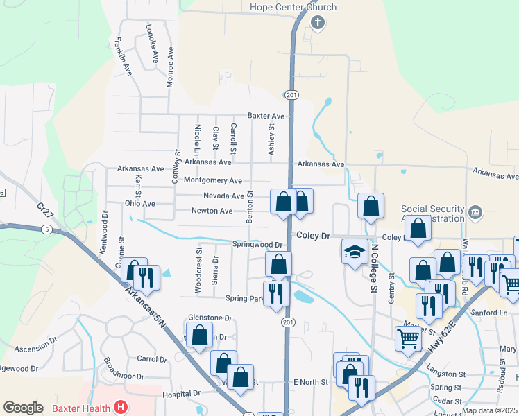 map of restaurants, bars, coffee shops, grocery stores, and more near 312 Newton Avenue in Mountain Home
