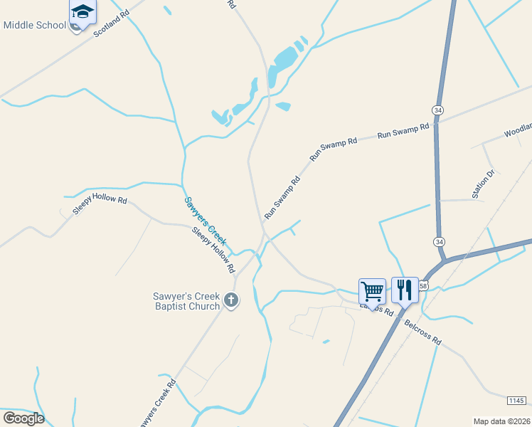 map of restaurants, bars, coffee shops, grocery stores, and more near 105 Run Swamp Rd in Camden