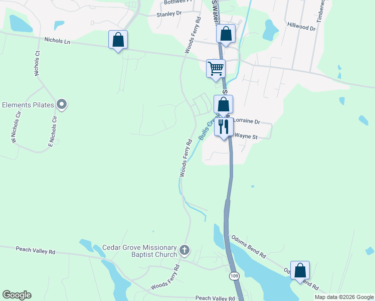 map of restaurants, bars, coffee shops, grocery stores, and more near 1740 Woods Ferry Road in Gallatin