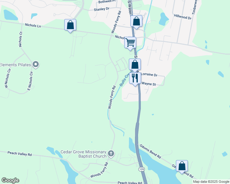 map of restaurants, bars, coffee shops, grocery stores, and more near 1740 Woods Ferry Road in Gallatin