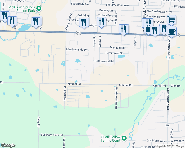 map of restaurants, bars, coffee shops, grocery stores, and more near 1031 Lakeview Drive in Centerton