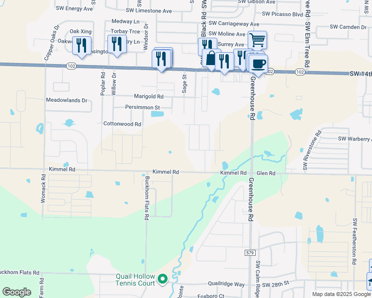 map of restaurants, bars, coffee shops, grocery stores, and more near 1710 Kimmel Road in Centerton