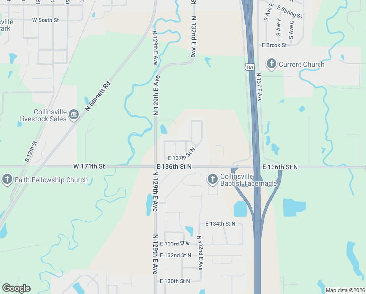 map of restaurants, bars, coffee shops, grocery stores, and more near 13756 North 132nd East Avenue in Collinsville