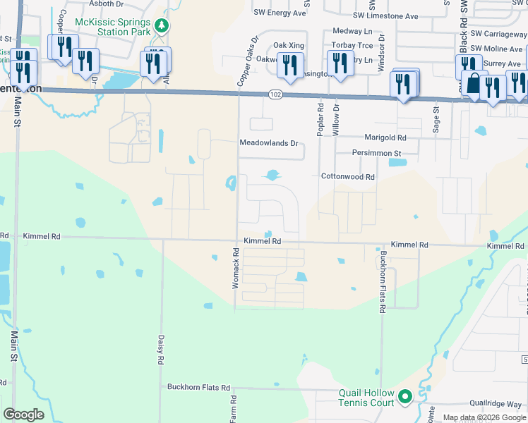 map of restaurants, bars, coffee shops, grocery stores, and more near 900 Sassafras Lane in Centerton