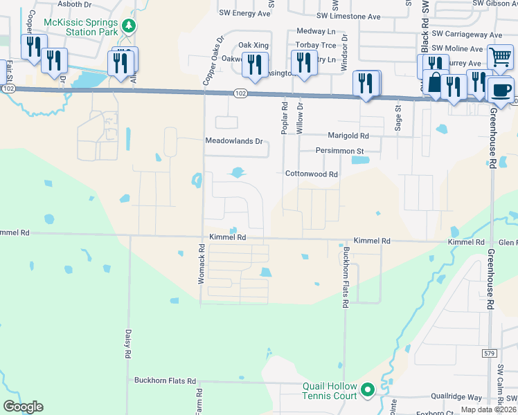map of restaurants, bars, coffee shops, grocery stores, and more near 1031 Lakeview Drive in Centerton