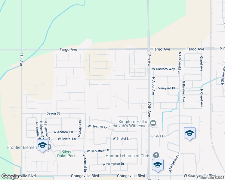 map of restaurants, bars, coffee shops, grocery stores, and more near 2224 Vintage Place in Hanford