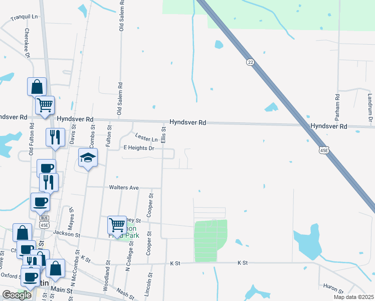 map of restaurants, bars, coffee shops, grocery stores, and more near 101a Penny Lane in Martin
